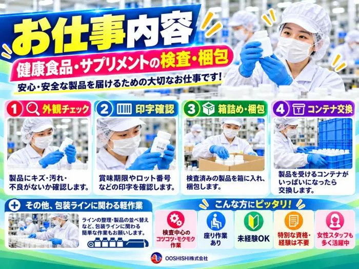 【中番固定】健康食品・サプリメントの検査・梱包